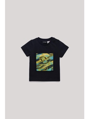 GB Baby Erkek Bebek Siyah T-Shirt Kısa Kol Grafik Desenli Günlük Kullanım İçin Özel Tasarım