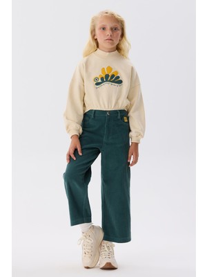 Tyess Bg Store Kız Çocuk Bej Sweatshirt Uzun Kol Modern Tasarım Minimalist Cepsiz