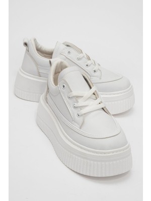 Ccway Bağcıklı Kadın Spor Ayakkabı Beyaz Beyaz