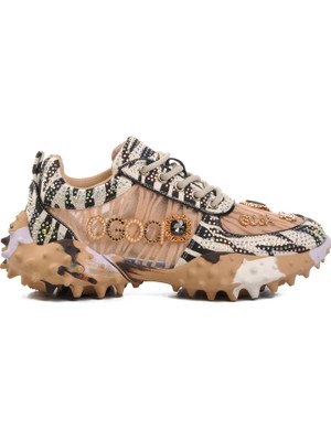 Guja 24K351-1 Bej Taşlı Işlemeli Kadın Spor Ayakkabı