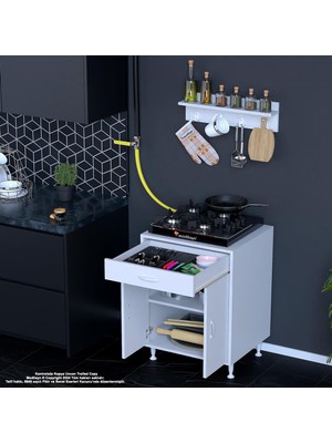 Modilayn BİRCE L-65 x 87 x 48 cm Kapaklı Set Ocak Altı Dolap ve Baharat Rafı