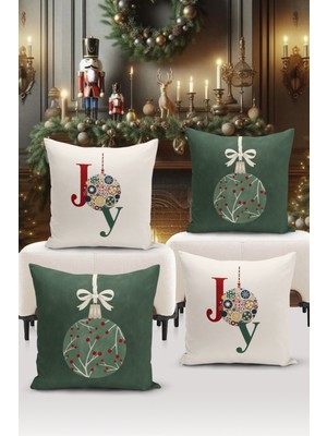 Bertille Home Yılbaşı Serisi Çift Tarafı Dijital Baskılı  4'lü Kırlent Kılıfı Seti (Christmas Noel Cushion Cover)