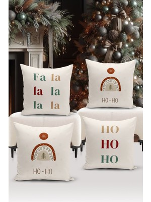 Bertille Home Yılbaşı Serisi Çift Tarafı Dijital Baskılı  4'lü Kırlent Kılıfı Seti (Christmas Noel Cushion Cover)