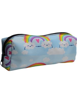 Nostaljik Lezzetler Gökkuşağı Tatlı Kalemlik - Okul Kalemliği-Makyaj Çantası Mavi