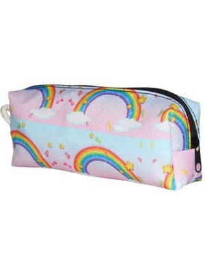 Nostaljik Lezzetler Gökkuşağı Tatlı Kalemlik - Okul Kalemliği-Makyaj Çantası Pembe