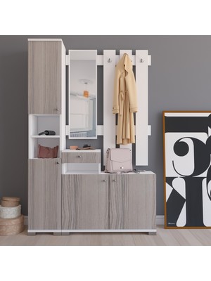 The Violet Begonya Portmanto Vestiyer- Beyaz