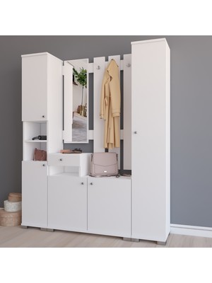 The Violet Lavinya Portmanto Vestiyer-Beyaz