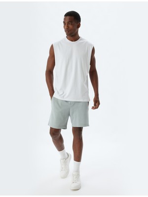 Koton Bermuda Şort Beli Bağcıklı Cep Detaylı Pamuklu