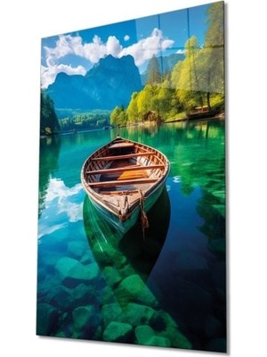 Exela Home Kayık Manzara Cam Tablo Hediyelik Büyük Tablo Ev Ofis Dekoru