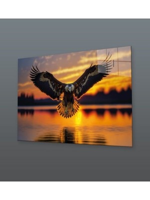 Exela Home Gün Batımında Kartalın Inişi Cam Tablo