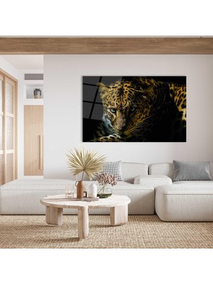 Exela Home Leopar Hayvan 4mm Dayanıklı Cam Tablo Temperli Cam, Leopard Glass Wall Decor