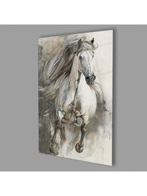 Exela Home Beyaz At 4mm Dayanıklı Cam Tablo Temperli Cam, White Horse Glass Wall Decor