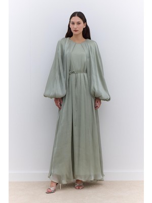 Manuka Geniş Kol Detaylı Elbise Yeşil