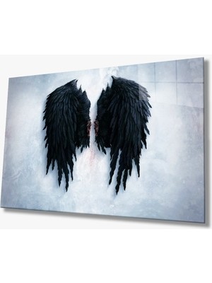 Exela Home Siyah Kanatlar Cam Tablo 4mm Dayanıklı Temperli Cam