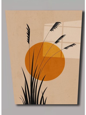 Exela Home Cam Tablo - Minimalist Doğa ve Güneş Tasarımlı Duvar Dekoru