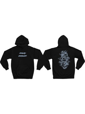 Swozz Angry Dragon Baskılı 3 Iplik Kalın Kışlık Özel Tasarım Sweatshirt Hoodie