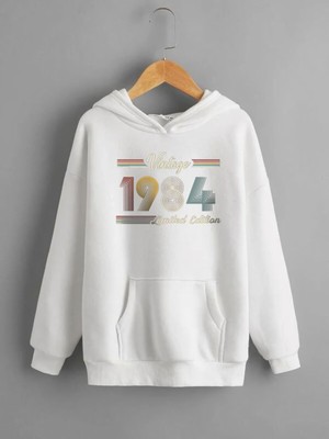 Swozz 1984 Baskılı 3 Iplik Kalın Kışlık Özel Tasarım Unisex Oversize Sweatshirt Hoodie