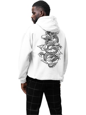 Swozz Angry Dragon Baskılı 3 Iplik Kalın Kışlık Özel Tasarım Sweatshirt Hoodie