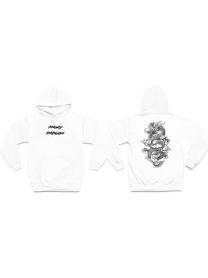 Swozz Angry Dragon Baskılı 3 Iplik Kalın Kışlık Özel Tasarım Sweatshirt Hoodie