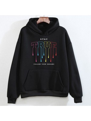 Swozz 3 Ip Kalın Kumaş Unisex Sweatshirt Hoodie Stay True