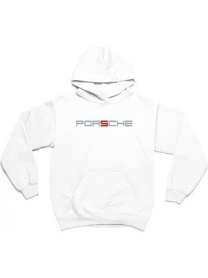 Swozz Porsche Ön ve Sırt Baskılı Siyah 3 Ip Kalın Kumaş Unisex Sweatshirt Hoodie