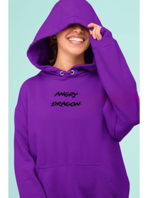 Swozz Angry Dragon Baskılı 3 Iplik Kalın Kışlık Özel Tasarım Sweatshirt Hoodie