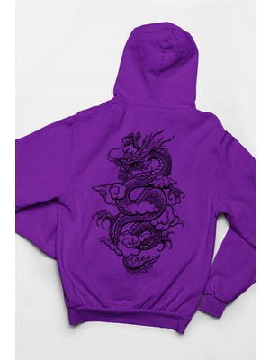 Swozz Angry Dragon Baskılı 3 Iplik Kalın Kışlık Özel Tasarım Sweatshirt Hoodie