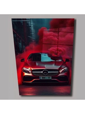 Exela Home Kırmızı Mercedes ve Duman Tablosu