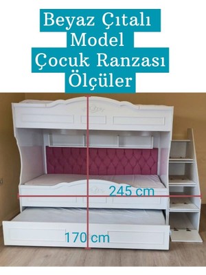 Mürsel Çocuk Ranzası (Beyaz - Çıtalı Model)