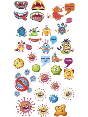 Flash Tattoos Korona Virus Espirili Nail Art Süsü - Tırnak Dövmesi