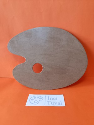 İnci Tuval Ahşap Resim Paleti 35x45 Cm Büyük Boy Oval Ressam 3 Kat Korumalı Vernikli