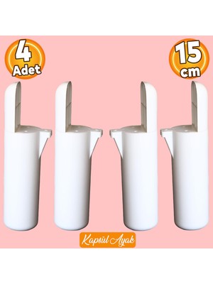 Kapsül Bohem Mobilya Kanepe Tv Ünitesi Koltuk Konsol Yükseltici Ayağı Ayakları Mat Beyaz 15 cm 4 Adet