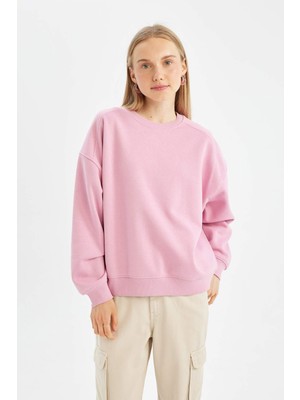 DeFacto Coool Oversize Bisiklet Yaka Kalın Basic Sweatshirt A4177AX24WN