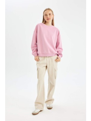 DeFacto Coool Oversize Bisiklet Yaka Kalın Basic Sweatshirt A4177AX24WN