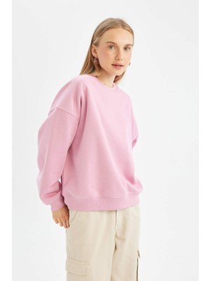 DeFacto Coool Oversize Bisiklet Yaka Kalın Basic Sweatshirt A4177AX24WN