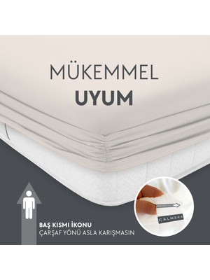 Calmera Home Çift Kişilik %100 Pamuk Penye Lastikli Çarşaf - 160 x 200 cm Bej