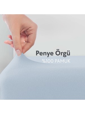 Calmera Home Tek Kişilik  Pamuk Penye Lastikli Çarşaf - 100 x 200 cm Açık Mavi