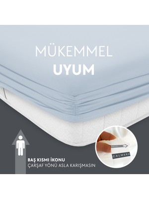 Calmera Home Tek Kişilik  Pamuk Penye Lastikli Çarşaf - 100 x 200 cm Açık Mavi