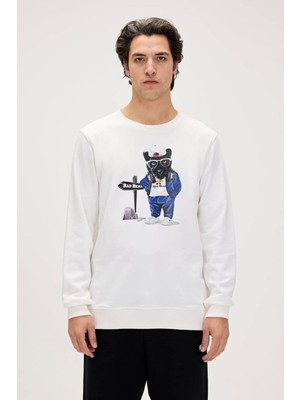 Bad Bear Panther Beyaz Erkek Sweatshirt