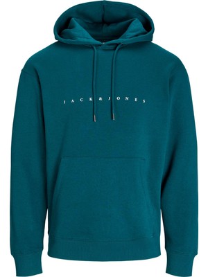 Jack & Jones JJESTAR JJ SWEAT HOOD NOO Petrol Erkek Sweatshirt
