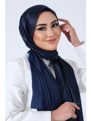 Harem Scarf Lacivert Harem Scarf Kristal Saten Şal