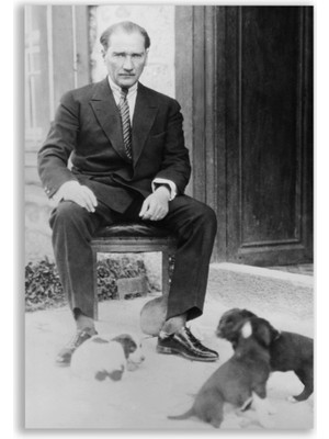 Vientex Mustafa Kemal Atatürk ve Yavru Köpekleri Portre Tablosu - ATC101