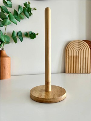 İliva Bambu Kağıt Havluluk - Masa Üstü Rulo Peçetelik - Dik Kağıt Havluluk - Yuvarlak