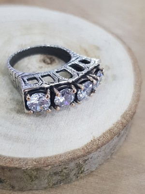 Canka Otantik Model 4 taş Gümüş Yüzük