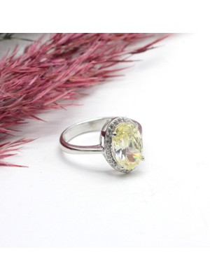 Canka Sitrin Taşlı Gümüş Yüzük