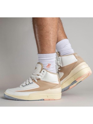 Nike Air Jordan 2 Retro Chicago Leather Unisex Sneaker Hakiki Deri Bilekli Günlük Spor Ayakkabı Krem Sütlü Kahve