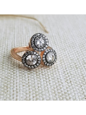 Canka Elmas Montur Üçlü Gümüş Yüzük