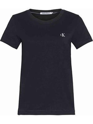 Calvin Klein Kadın Ck Siyah Ck Nakış Detaylı Slim T-Shirt