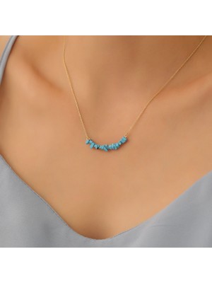 Nox Jewelry 925 Ayar Gümüş Değerli ve Doğal Firuze Taşlı Kolye - CNS00555