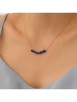 Nox Jewelry 925 Ayar Gümüş Değerli ve Doğal Lapis Lazuli Taşı Kolye - CNS00561